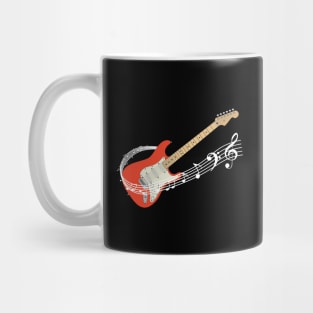 Music Staff Fiesta Red Electric Guitar Mug